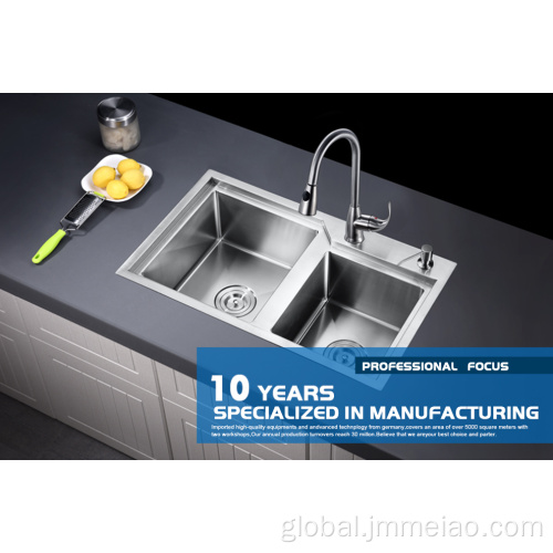 Top Mount Basin Kitchen Sink Drop-In Top Mount Double Bowl Factory